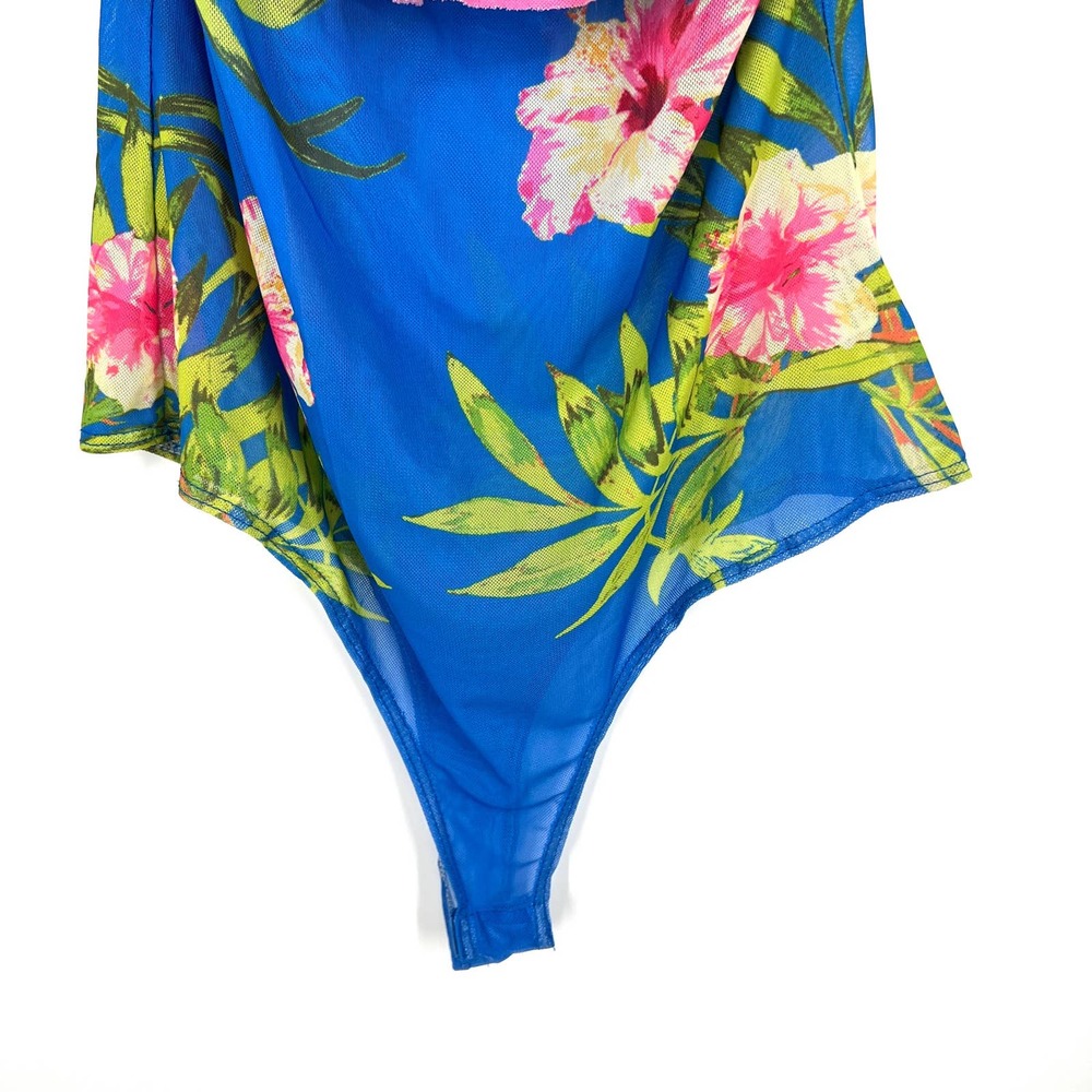 NWOT Jealous Tomato Womens Size Medium Tropical Floral Thong Jumpsuit Blouse Top - Picture 4 of 9
